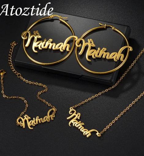 Butterfly Font Custom Name Jewelry Set