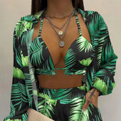 Green Print High Waist Bikini